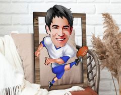 BK Gift Kişiye Özel Amerikan Futbolcusu Karikatürlü 3D Ahşap Tablo-10, Sevgiliye Hediye, Arkadaşa Hediye, Doğum Günü Hediyesi