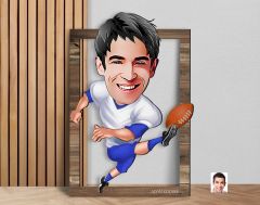 BK Gift Kişiye Özel Amerikan Futbolcusu Karikatürlü 3D Ahşap Tablo-10, Sevgiliye Hediye, Arkadaşa Hediye, Doğum Günü Hediyesi