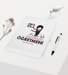 Kişiye Özel Matematik Öğretmeni Temalı Beyaz Defter Kalem Hediye Seti - 1
