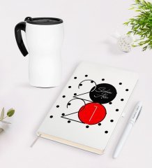 BK Gift Kişiye Özel Yılbaşı 2023 Temalı Beyaz Defter Kalem Termos Mug Seti