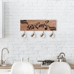 BK Home Doğal Ahşap Dekoratif Fincan Askılığı-2
