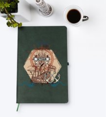 Kişiye Özel Gemi Tasarımlı Yeşil Termo Deri Defter Model 4