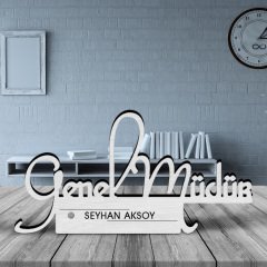 Kişiye Özel Mesleki Genel Müdür Ahşap Masa İsimliği - D1