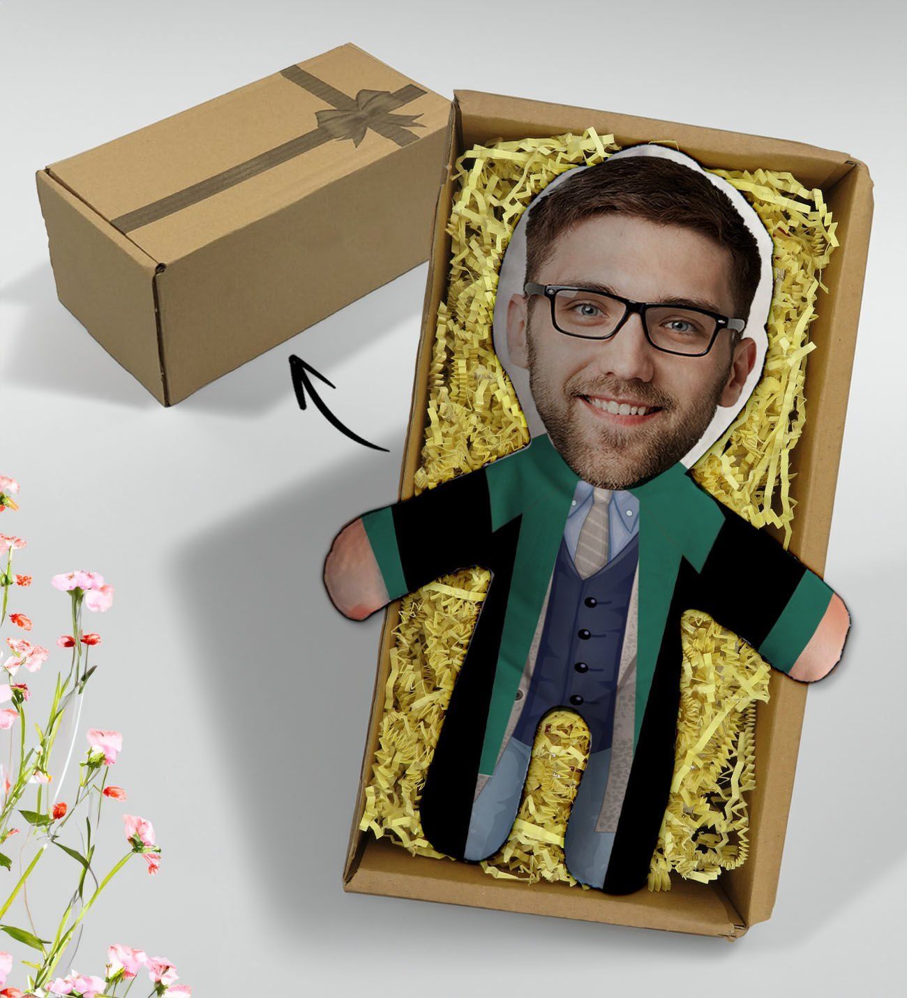 BK Gift Hediye Kutusunda Kişiye Özel Fotoğraflı Erkek Hakim Tasarımlı Bebek Yastık, Arkadaşa Hediye, Sevgiliye Hediye, Doğum Günü Hediyesi
