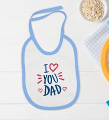 BK Kids I Love You Dad Tasarımlı Mavi Bebek Body Zıbın ve Mama Önlüğü Hediye Seti-1