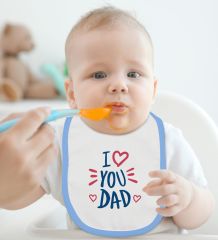BK Kids I Love You Dad Tasarımlı Mavi Bebek Body Zıbın ve Mama Önlüğü Hediye Seti-1