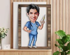 BK Gift Kişiye Özel Hemşire Karikatürlü 3D Ahşap Tablo, Sevgiliye Hediye, Arkadaşa Hediye, Yıl Dönümü Hediyesi, Doğum Günü Hediyesi-3