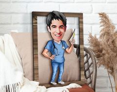 BK Gift Kişiye Özel Hemşire Karikatürlü 3D Ahşap Tablo, Sevgiliye Hediye, Arkadaşa Hediye, Yıl Dönümü Hediyesi, Doğum Günü Hediyesi-3