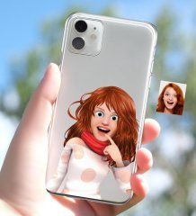 Kişiye Özel Kadın Animasyon Karikatürlü iPhone 11 İnce Şeffaf Silikon Telefon Kapağı-6