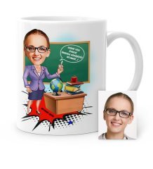 Kişiye Özel Öğretmen Karikatür Beyaz Kupa Bardak - 1