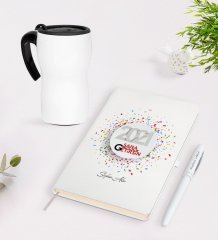 BK Gift Kişiye Özel 2023 Sana Mutluluk Getirsin  Beyaz Defter Kalem Termos Mug Seti - 1
