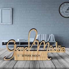 Kişiye Özel Mesleki Genel Müdür Ahşap Masa İsimliği - D2