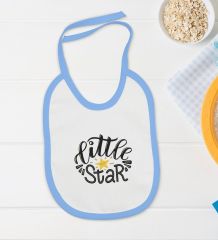 BK Kids Little Star Tasarımlı Mavi Bebek Body Zıbın ve Mama Önlüğü Hediye Seti-1