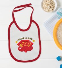 BK Kids You Are My Hero Dad Tasarımlı Kırmızı Bebek Mama Önlüğü-1