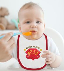 BK Kids You Are My Hero Dad Tasarımlı Kırmızı Bebek Mama Önlüğü-1