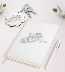 Kişiye Özel Saatçi Beyaz Defter Kalem Ve Anahtarlık Hediye Seti