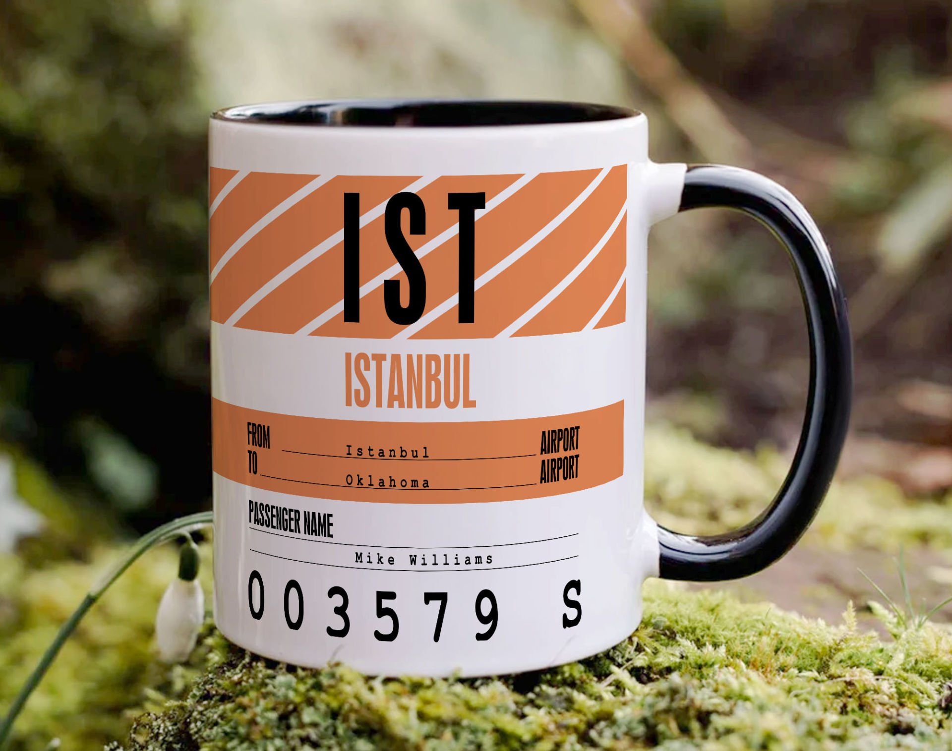 BK Gift Kişiye Özel İsimli Hava Limanı Tasarımlı Siyah Kupa Bardak-1, Arkadaşa Hediye, Doğum Günü Hediyesi(DÜZENLENECEK)
