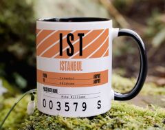 BK Gift Kişiye Özel İsimli Hava Limanı Tasarımlı Siyah Kupa Bardak-1, Arkadaşa Hediye, Doğum Günü Hediyesi(DÜZENLENECEK)