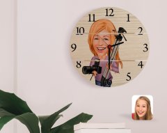 Kişiye Özel Kadın Profesyonel Fotoğrafçı Karikatürlü Otantik Ahşap Palet Saat-1