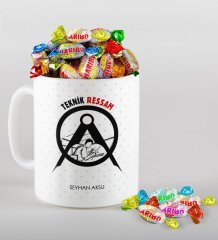 Kişiye Özel Teknik Ressam Kupa ve Haribo Şeker Hediye Seti-1