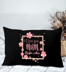 BK Gift Kişiye Özel İsimli Anneler Günü Tasarımlı Premium Kumaş Siyah Dikdörtgen Kırlent Yastık, Anneler Günü Hediyesi, Ev Dekorasyonu-7