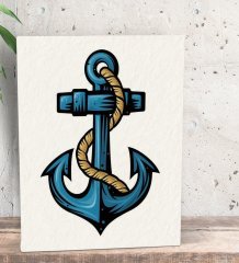 BK Gift Çapa Tasarımlı Dekoratif Mini Kanvas Tablo 15x20cm-1