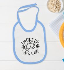 BK Kids This Cute Tasarımlı Mavi Bebek Body Zıbın ve Mama Önlüğü Hediye Seti-1