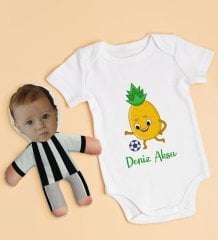 BK Kids Kişiye Özel Fotoğraflı Bebek Yastık ve Bebek Body Zıbın Hediye Seti - Model 3.3
