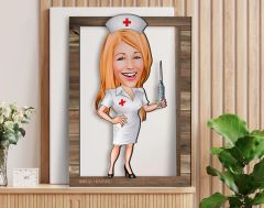 BK Gift Kişiye Özel Hemşire Karikatürlü 3D Ahşap Tablo, Sevgiliye Hediye, Arkadaşa Hediye, Yıl Dönümü Hediyesi, Doğum Günü Hediyesi-1