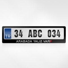 Kişiye Özel Arabada Yalnız Var Yazılı Plakalık
