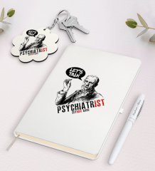 Kişiye Özel Psikiyatrist Beyaz Defter Kalem ve Anahtarlık Hediye Seti-5