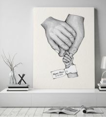 BK Gift Kişiye Özel El Ele Tutuşan Aile Tasarımlı Siyah Beyaz Kanvas Tablo-9 50x70, Anneye Hediye, Aile Hediyesi