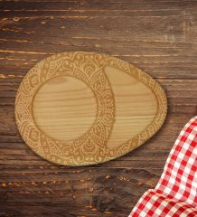 Kişiye Özel Retro Motif Tasarımlı Doğal Ahşap Tabaklı Türk Kahvesi Fincanı Sunum Seti Model 9