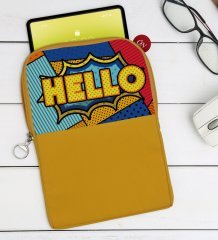 BK Gift Pop Art Tasarımlı Taşınabilir Koruyucu Tablet Kılıfı & Organizer Çanta - Sarı-16