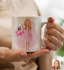 Bk Gift Kişiye Özel Barbie Karikatürlü Beyaz Kupa Bardak-5, Barbie Filmi, Barbie Hediyelik Eşya, Arkadaşa Hediye