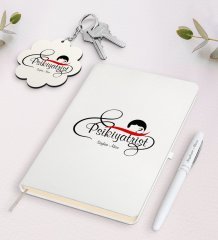 Kişiye Özel Psikiyatrist Beyaz Defter Kalem ve Anahtarlık Hediye Seti-4