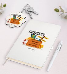 Kişiye Özel Rehber Beyaz Defter Kalem Ve Anahtarlık Hediye Seti