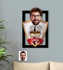 Kişiye Özel İsimli Erkek Doğum Günü Karikatürlü 3D Ahşap Tablo-4