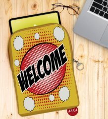 BK Gift Pop Art Tasarımlı Taşınabilir Koruyucu Tablet Kılıfı & Organizer Çanta - Sarı-15