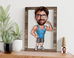 BK Gift Kişiye Özel Fitness Karikatürlü 3D Ahşap Tablo, Sevgiliye Hediye, Arkadaşa Hediye, Yıl Dönümü Hediyesi, Doğum Günü Hediyesi-1