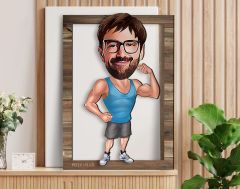BK Gift Kişiye Özel Fitness Karikatürlü 3D Ahşap Tablo, Sevgiliye Hediye, Arkadaşa Hediye, Yıl Dönümü Hediyesi, Doğum Günü Hediyesi-1