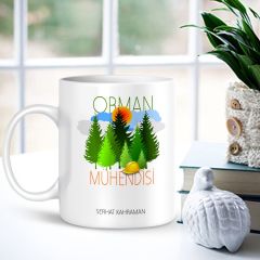 Kişiye Özel Mesleki Orman Mühendisi Beyaz Kupa Bardak - 001