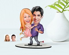 Kişiye Özel Sevgililer Karikatür Ahşap Biblo - 3