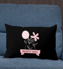 BK Gift Kişiye Özel İsimli Anneler Günü Tasarımlı Premium Kumaş Siyah Dikdörtgen Kırlent Yastık, Anneler Günü Hediyesi, Ev Dekorasyonu-4