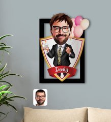 Kişiye Özel İsimli Erkek Doğum Günü Karikatürlü 3D Ahşap Tablo-3