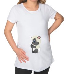 BK Gift Bebek Koyun Tasarımlı Beyaz Hamile Tişört-1