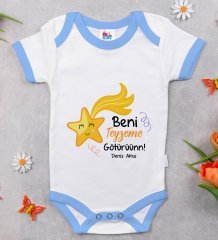 BK Kids Kişiye Özel Mavi Bebek Body Zıbın - Model 50