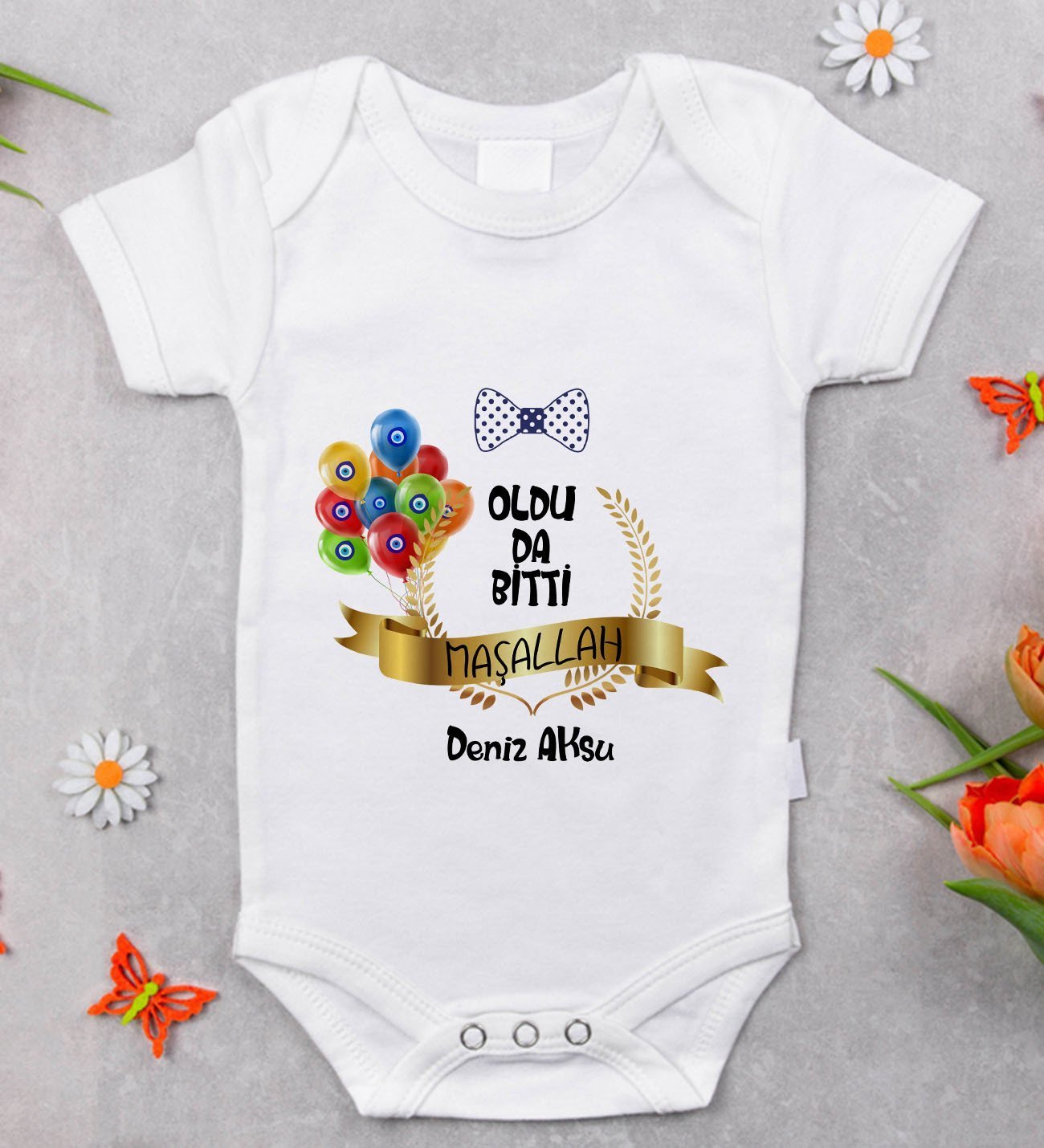 BK Kids İsimli Sünnet Tasarımlı Bebek Body Zıbın - Model 4