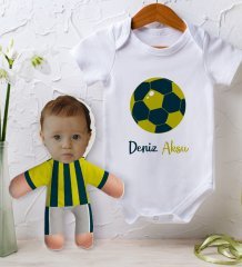BK Kids Kişiye Özel Fotoğraflı Bebek Yastık ve Bebek Body Zıbın Hediye Seti - Model 2.5