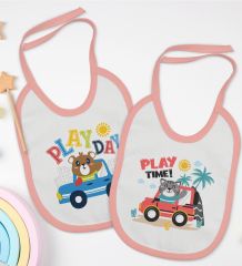 BK Kids Play Time ve Play Day Tasarımlı 2’li Pembe Mama Önlüğü-1